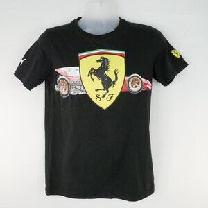 Puma Scuderia Ferrari T-Shirt Men's Small Black Formula 1 Car Big Shield S/S Tee